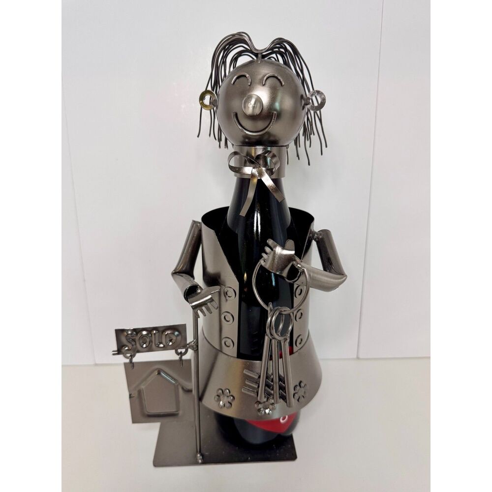 New Metal Real Estate Agent Wine Bottle Holder Novelty Desk Figurine Gift